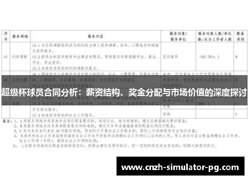 超级杯球员合同分析：薪资结构、奖金分配与市场价值的深度探讨